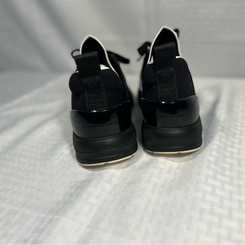 Tory Burch T Sock Runner Sneakers Black Knit Size 9 - Picture 6 of 13